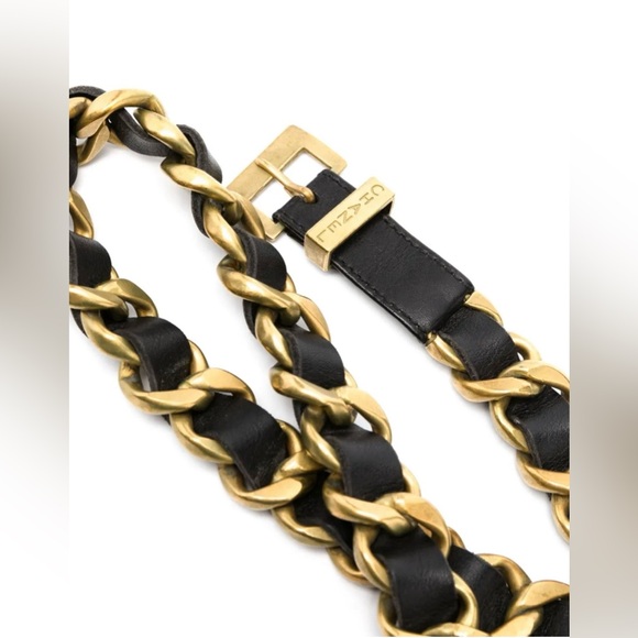Chanel 1990s buckled leather and chain belt - Picture 2 of 7